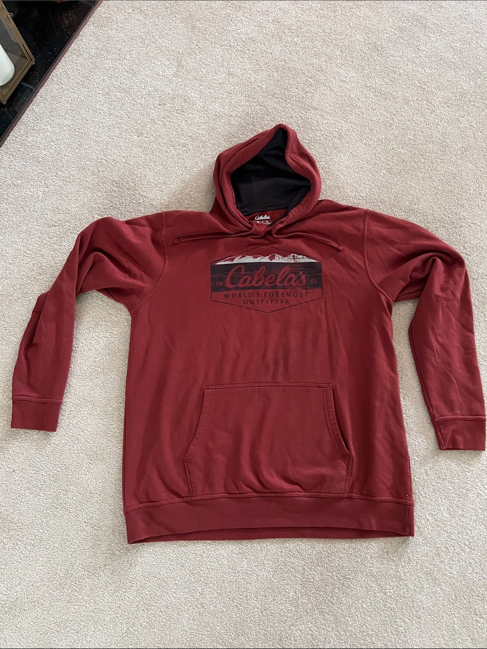 Cabela's Men's Deep Red Hooded Pullover Sweatshirt